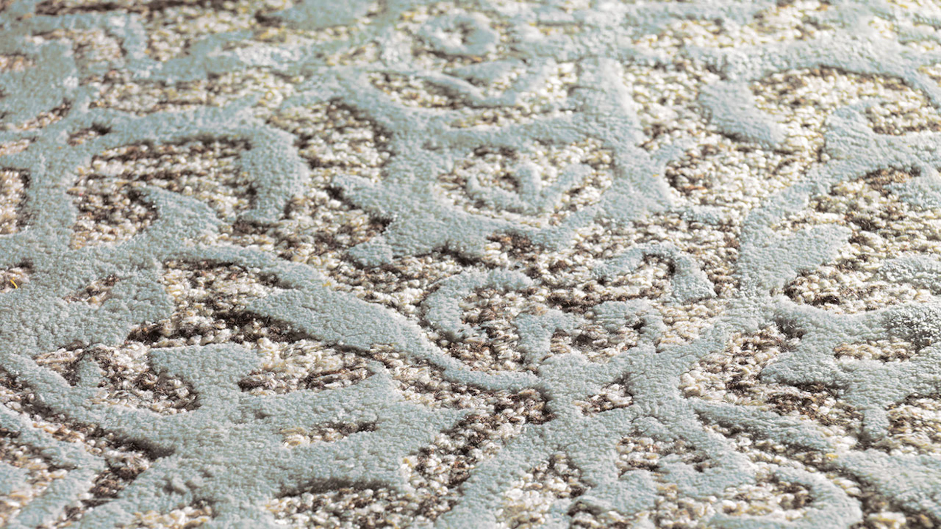 planeo carpet - damask 8067 grey / mint 200 x 300 cm
