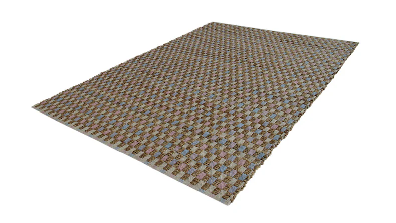 tapis planeo - Echecs 110 Naturel / Rose 160 x 230 cm