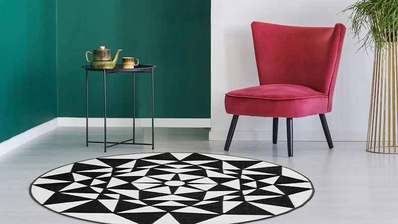 tapis planeo - Esperanto 925 Blanc / Noir 120 cm rond