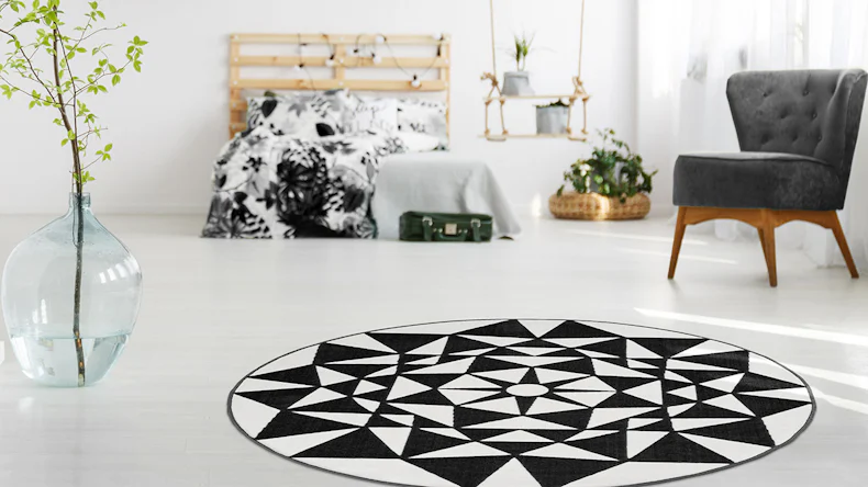 tapis planeo - Esperanto 925 Blanc / Noir 120 cm rond
