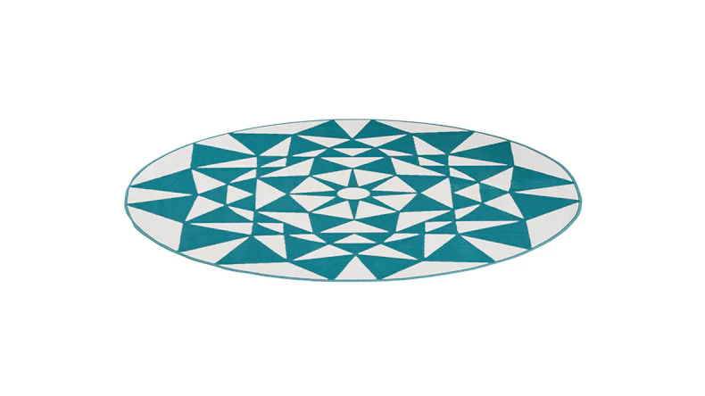 tapis planeo - Esperanto 925 Blanc / Turquoise 120 cm rond