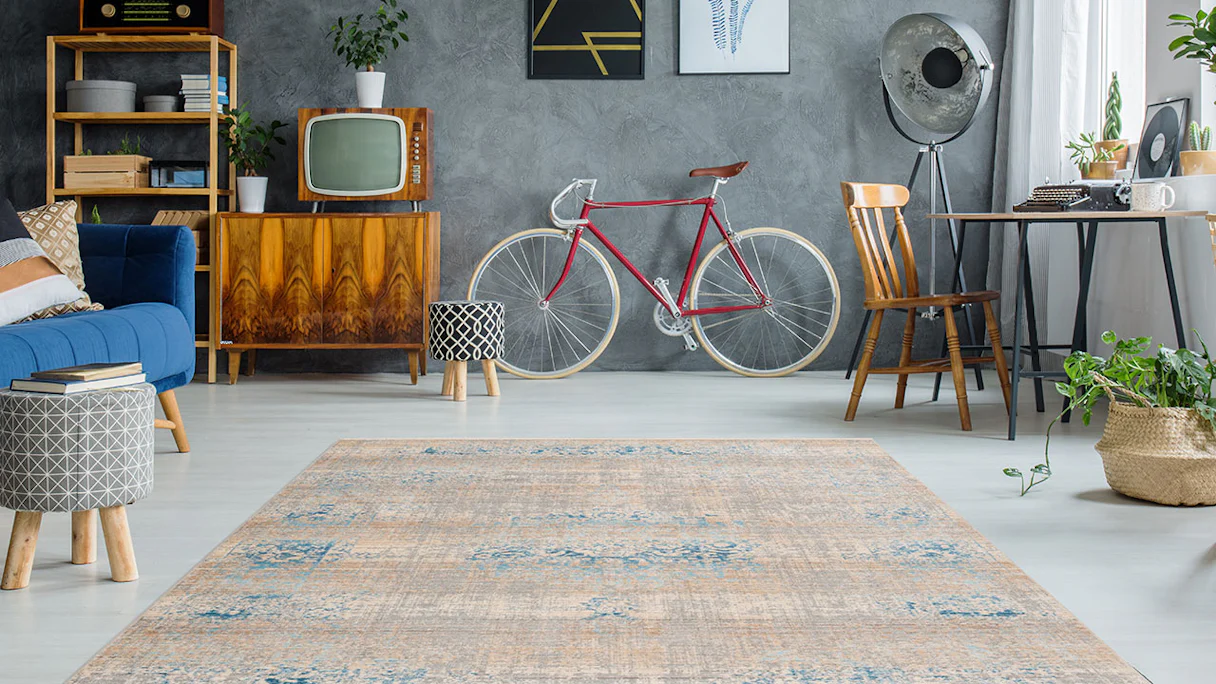 planeo carpet - Baroque 300 grey / turquoise