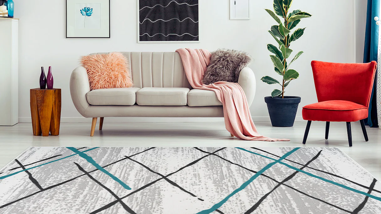 tapis planeo - Vancouver 110 blanc / gris / turquoise 80 x 150 cm