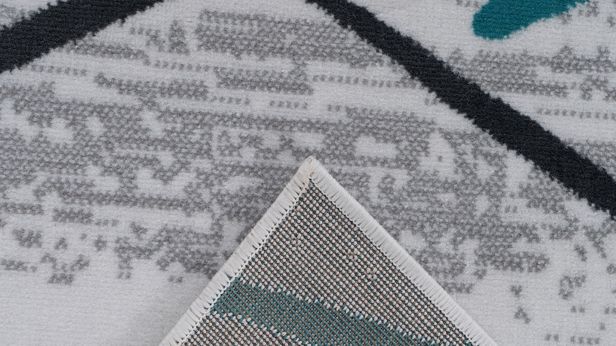 tapis planeo - Vancouver 110 Blanc / Gris / Turquoise 120 x 170 cm