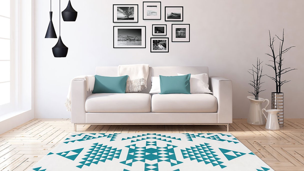planeo carpet - Esperanto 625 white / turquoise 160 x 230 cm