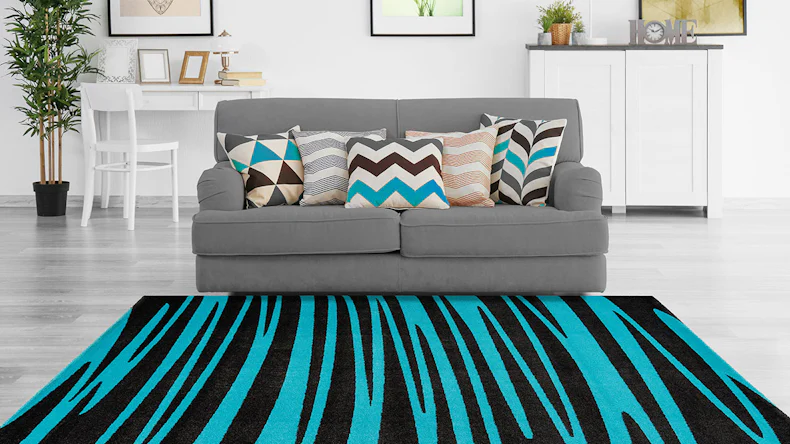 planeo Teppich - Broadway 200 Anthrazit / Türkis 160 x 230 cm