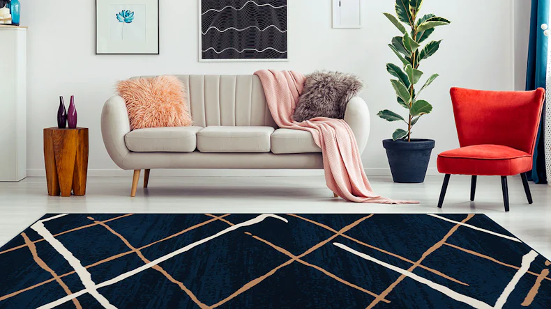 planeo Teppich - Vancouver 110 Blau / Beige / Weiß 120 x 170 cm