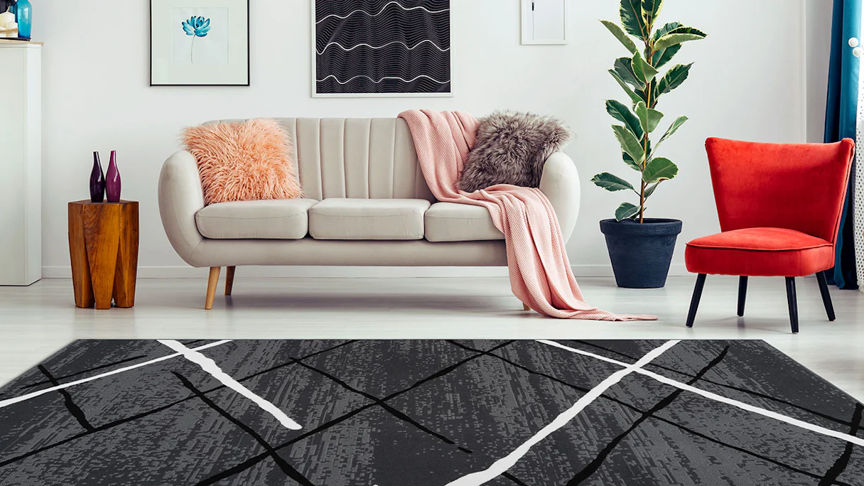 tapis planeo - Vancouver 110 anthracite / noir / blanc 200 x 290 cm