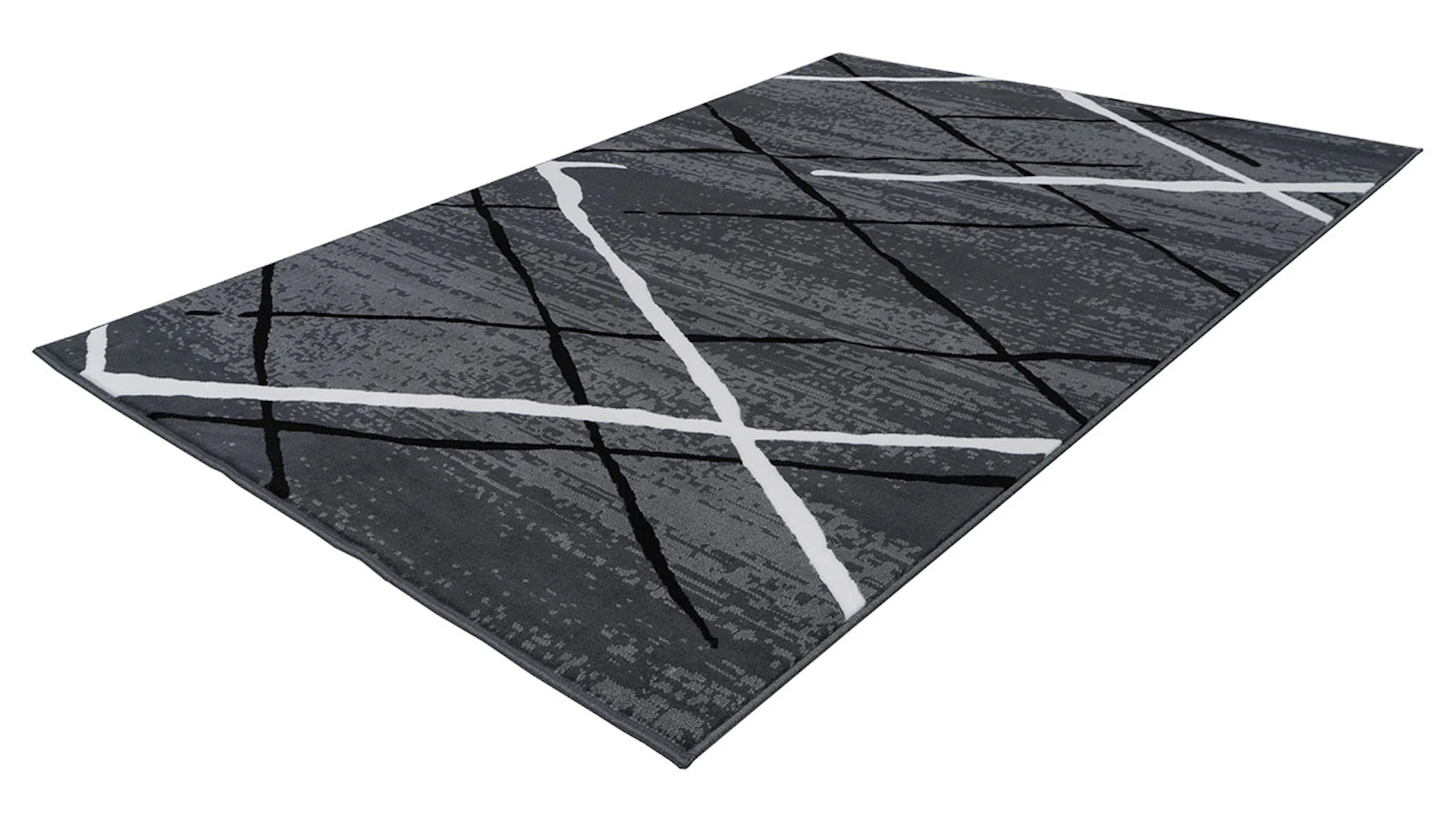planeo Teppich - Vancouver 110 Anthrazit / Schwarz / Weiß  120 x 170 cm