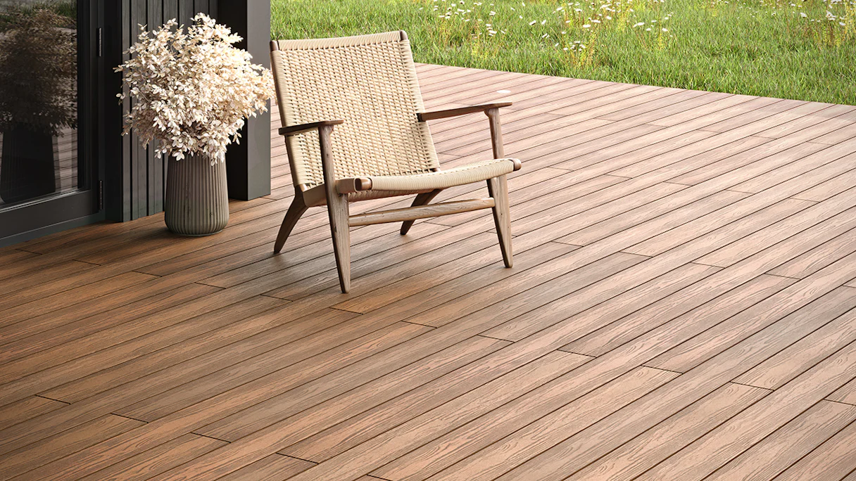planeo Autentica solid plank Co-Ex red oak 5m - wood texture