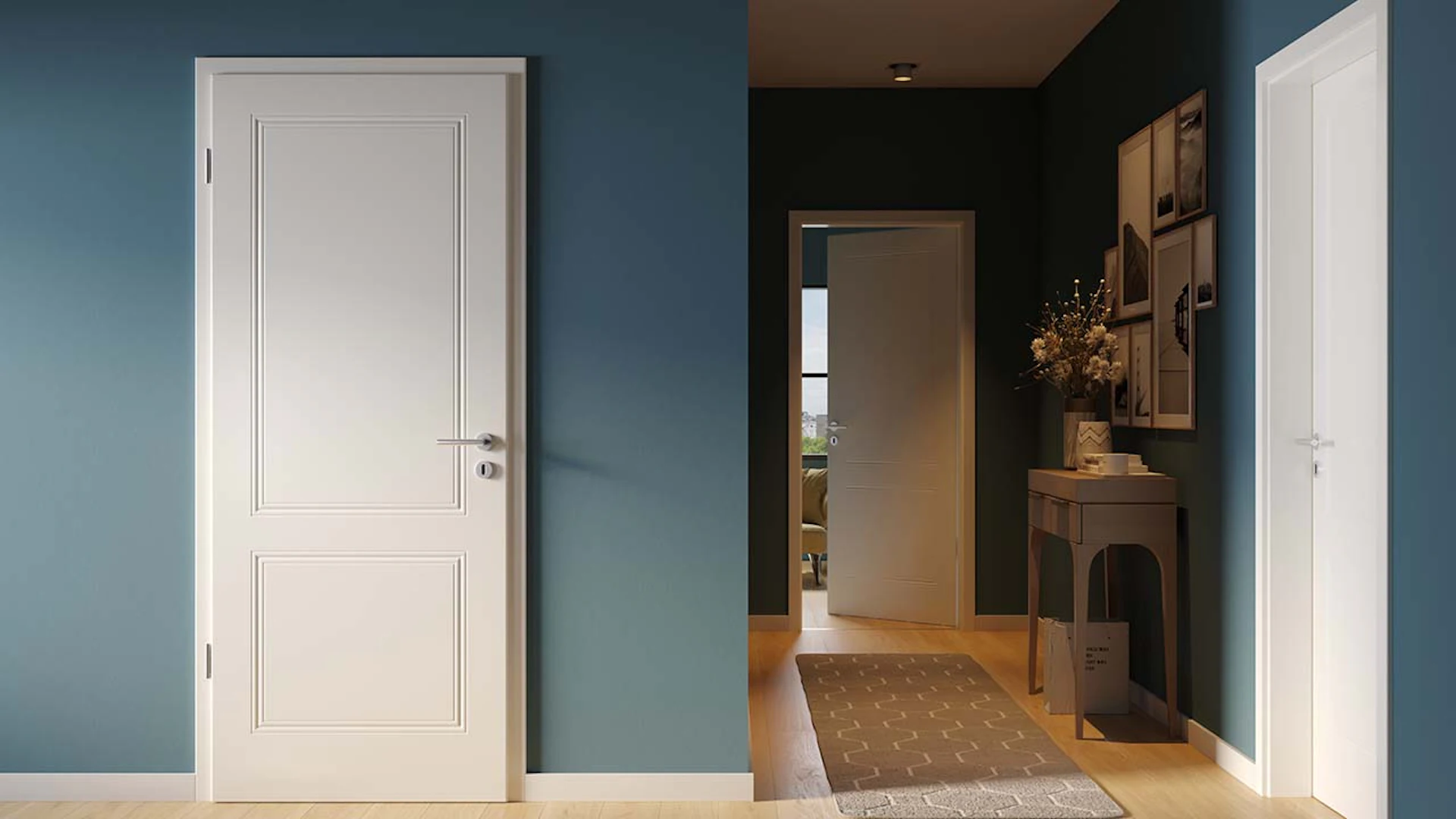 planeo interior door lacquer 2.0 - Aiko 9016 white lacquer 1985 x 610 mm DIN L - round RSP hinge 3-t