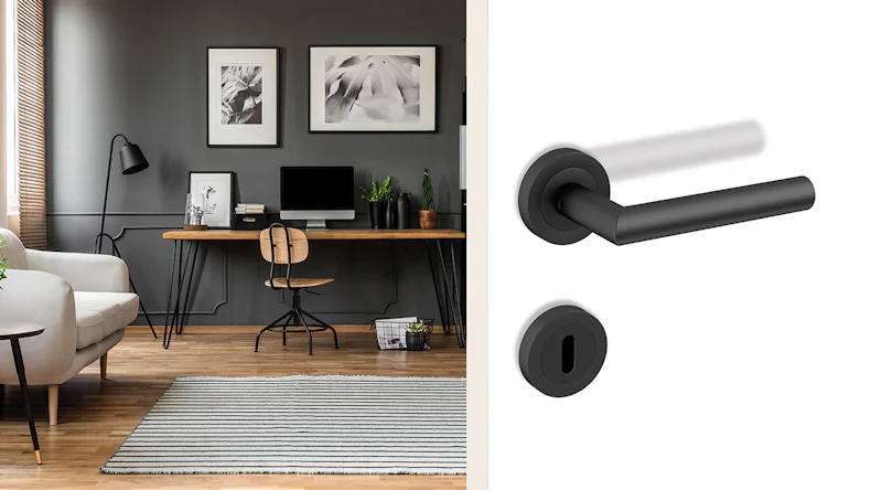 Poignée de porte Rhodos ER28 Kosmos noire - rosettes en 3 parties