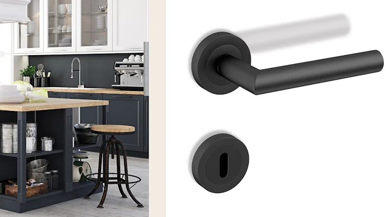 Poignée de porte Rhodos ER28 Kosmos noire - rosettes en 3 parties