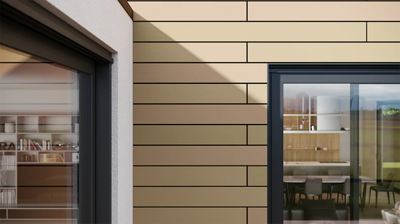 planeo HPL Stripes - Fassadenverkleidung Mix Creme