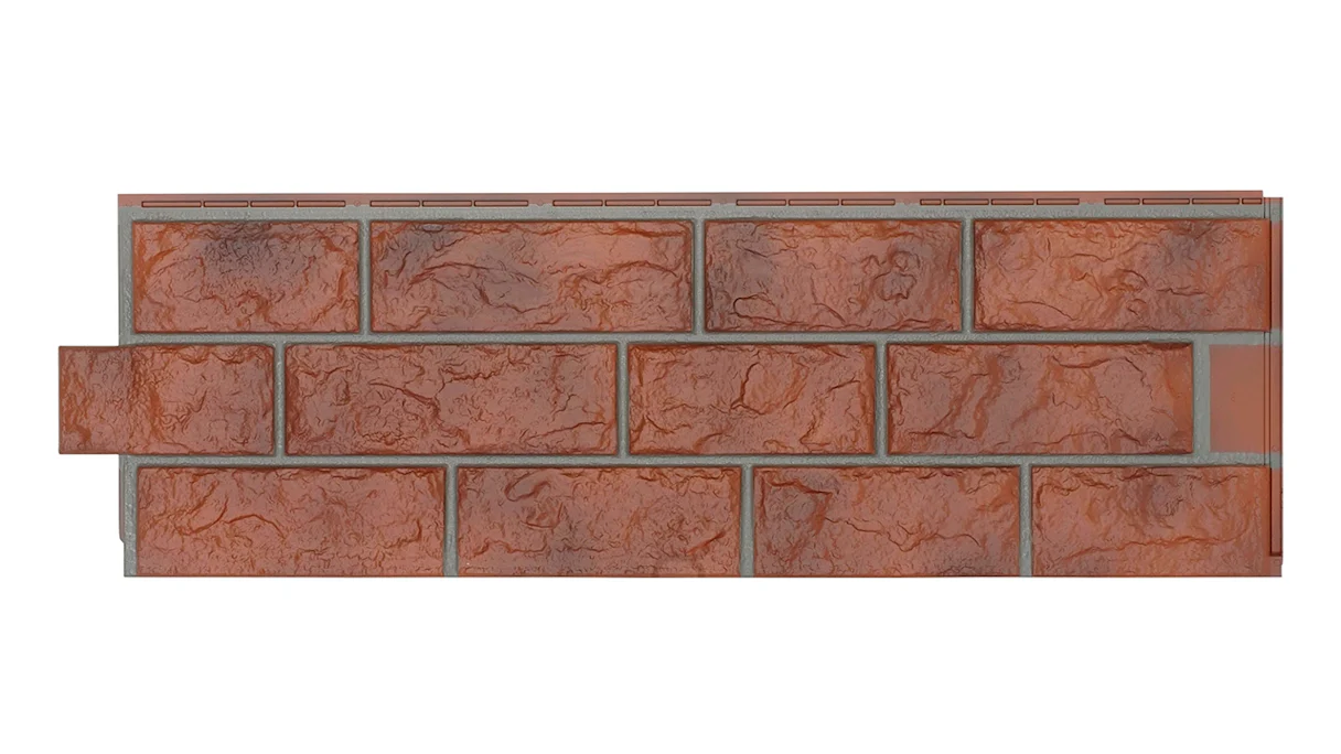 Zierer Fassadenverkleidung Klinker Verblender in Bruchsteinoptik BS1 - 1140 x 359 mm rot-geflammt aus GFK