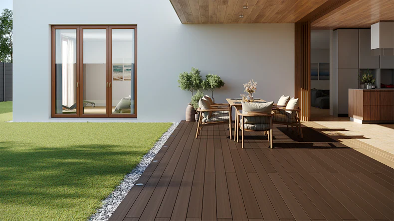 planeo Coex BPC-Hohlkammerdiele Steingrau/Walnuss 4m - Feinstruktur (GR-COEX-H-4-SW-F)