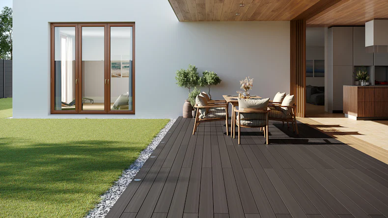 planeo Coex BPC-Hohlkammerdiele Steingrau/Walnuss 4m - Feinstruktur (GR-COEX-H-4-SW-F)