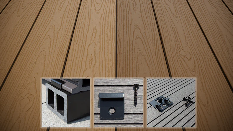 planeo CoEXWood WPC set completo di tavole massicce 4,8m (42,34m²) - finitura sabbia/caramello