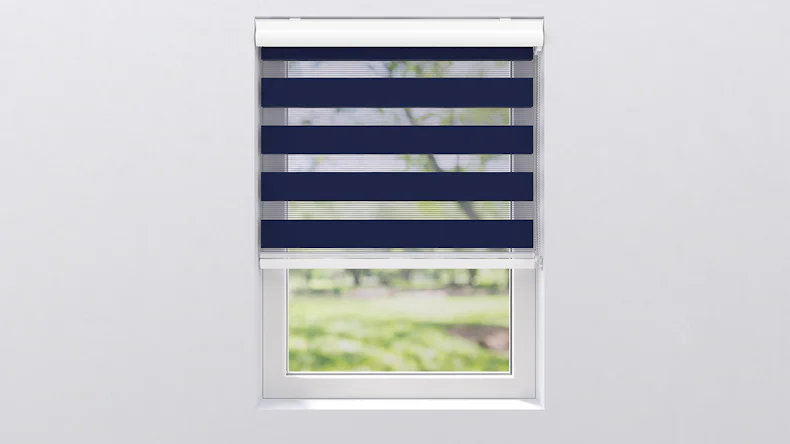 planeo Doppelrollo 28mm TL Kopfprofil - Blau 60  x 175 cm