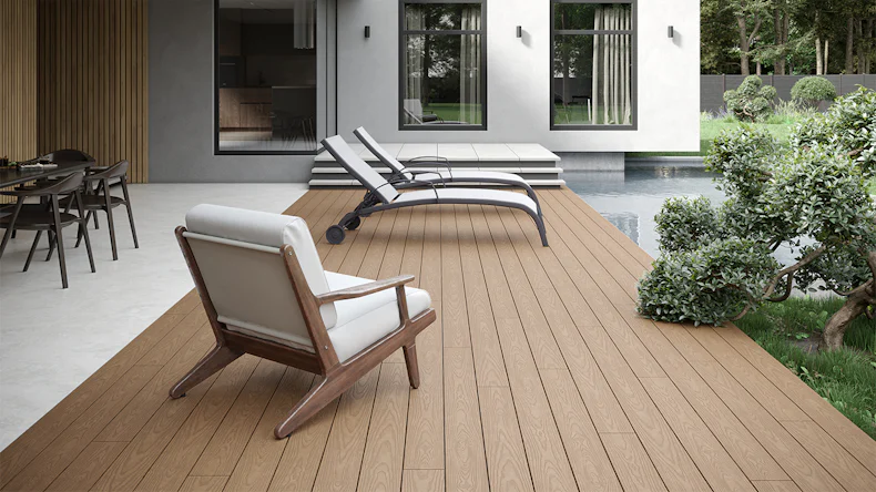 planeo TitanWood - lame massive 4m brun foncé vieilli/brûlé