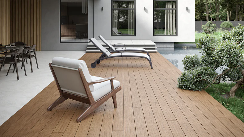 planeo TitanWood - lame massive 4m brun foncé vieilli/brûlé