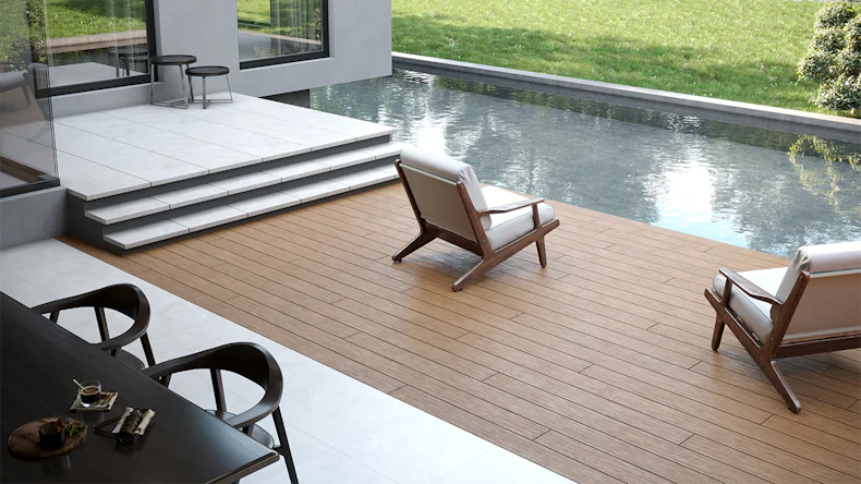 planeo TitanWood - lame massive 4m brun foncé vieilli/brûlé