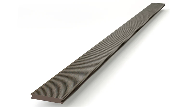 Komplett-Set TitanWood 5m Massivdiele Rillenstruktur dunkelbraun 60.2m² inkl. Alu-UK