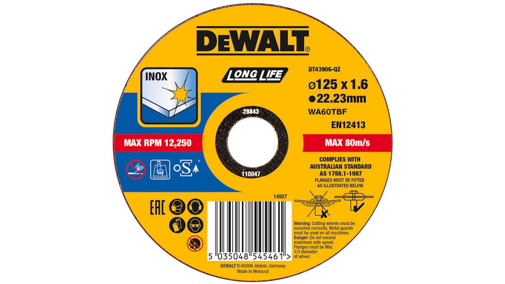 DeWalt Cutting Disc Stainless Steel Flat 125x1,6mm
