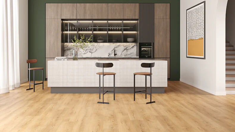 planeo Rigid Klick Vinyl - SolutionX 2in1 Eiche Goldbraun | Trittschalldämmung integr. (ECF-0077)