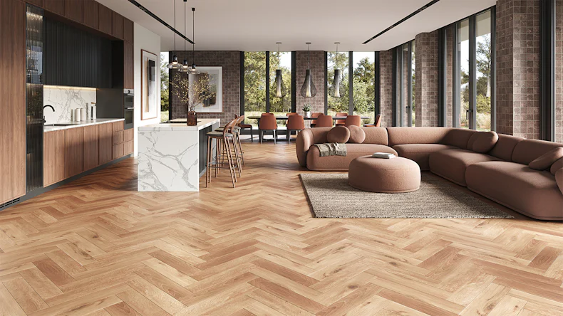 planeo Vinyle à clic rigide - SolutionX 2in1 arête de poisson Chêne Naturel Rustique | Isolation phonique intégrée (ECF-HB-0755)