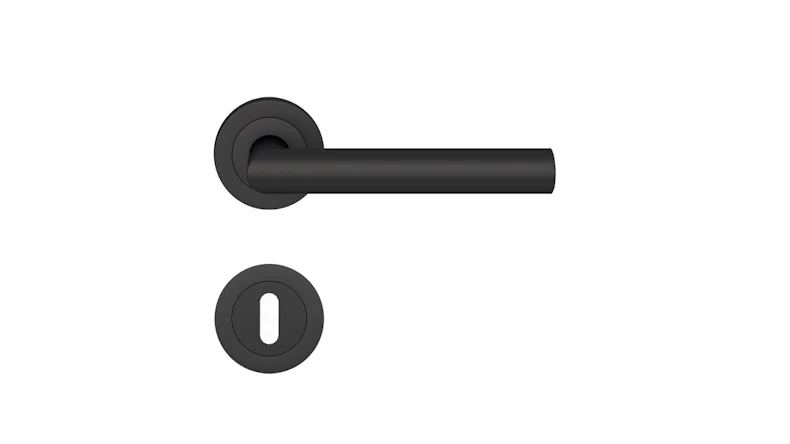 Poignée de porte Rhodos ER28 Kosmos noire - rosettes en 3 parties