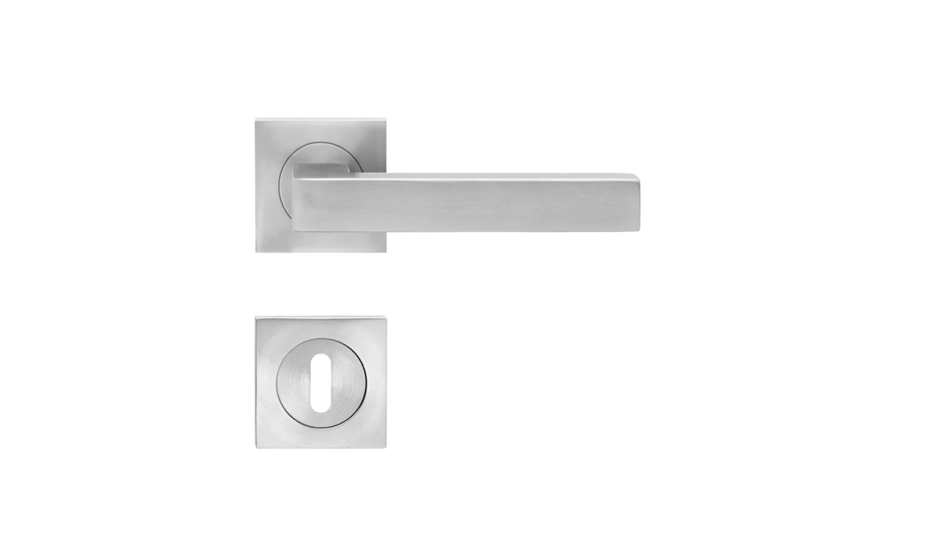 Lever handle Seatle ER46Q satin stainless steel - square rosettes with plain bezel