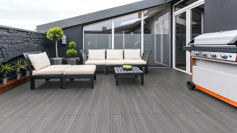 Complete set planeo Autentica solid plank Co-Ex wood texture basalt grey