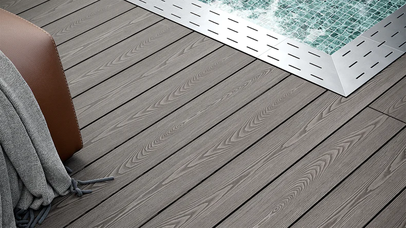 planeo SolidWood WPC decking set completo di tavole massicce - grigio chiaro francese/testurizzato