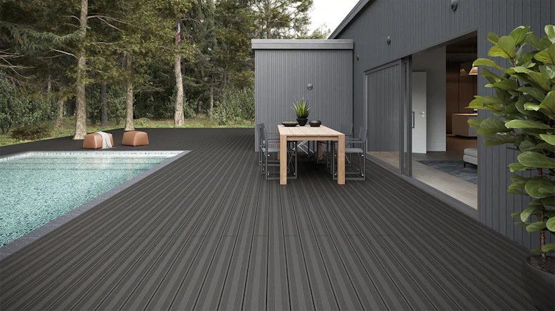 planeo SolidWood WPC Terrassendiele Massiv - Dunkelgrau 3m französisch/strukturiert