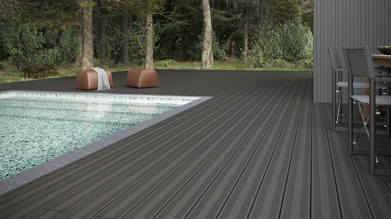 planeo SolidWood WPC decking complete set solid planks 4.2m (43.22m²) - Dark grey French/textured