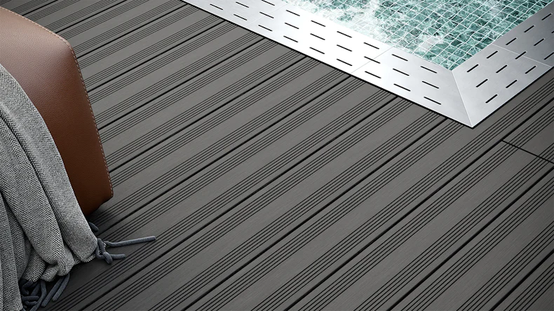 planeo SolidWood WPC decking complete set solid planks 4.2m (43.22m²) - Dark grey French/textured