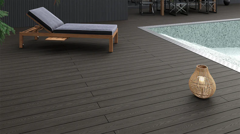 planeo SolidWood WPC decking complete set solid planks 4.2m (23.46m²) - Dark grey French/textured