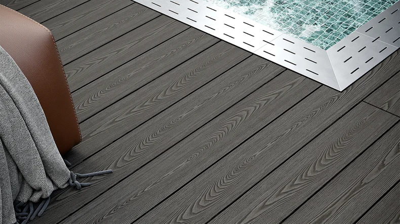 planeo SolidWood WPC decking complete set solid planks 4.2m (23.46m²) - Dark grey French/textured