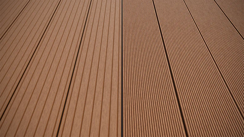 planeo LineWood WPC Terrassendiele Massiv - Hellbraun 3m gerillt/genutet