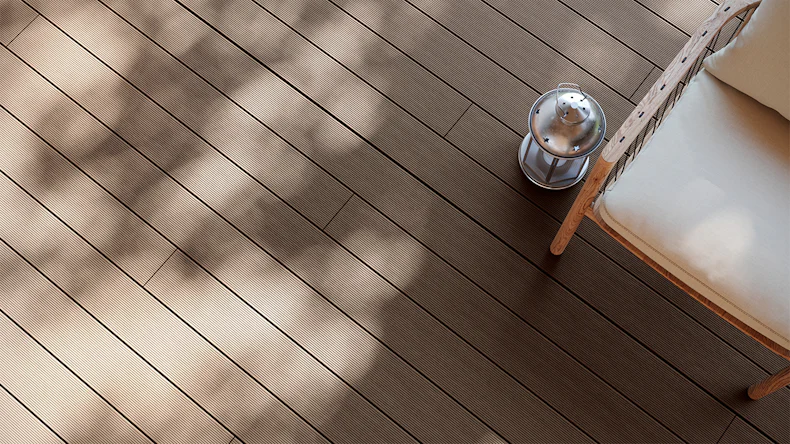 planeo LineWood WPC Terrassendiele Massiv - Dunkelbraun 3m gerillt/genutet
