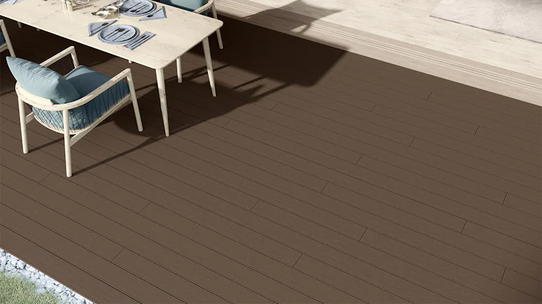 planeo LineWood WPC Terrassendiele Massiv - Dunkelbraun 3m gerillt/genutet