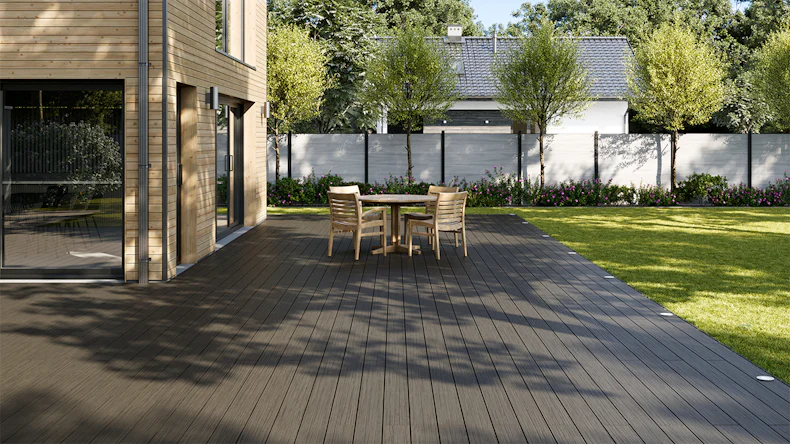 planeo AntikWood WPC-Terrasse Komplett-Set Massivdiele 3m (14.55m²) - Anthrazitgrau antik gealtert