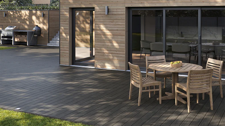 planeo AntikWood WPC-Terrasse Komplett-Set Massivdiele 4.8m (7.06m²) - Anthrazitgrau antik gealtert