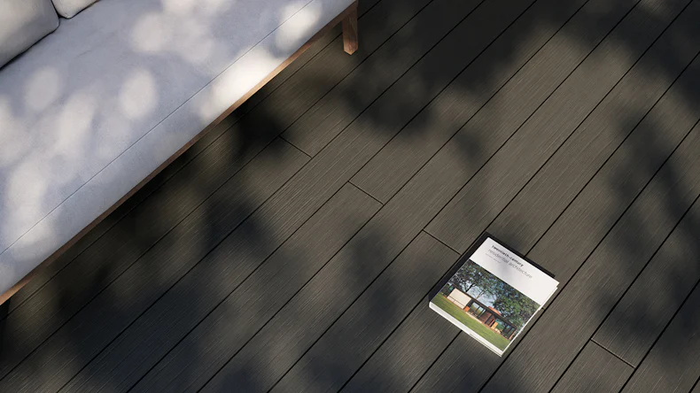 planeo AntikWood WPC-Terrasse Komplett-Set Massivdiele 3m (14.55m²) - Anthrazitgrau antik gealtert