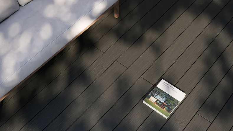 planeo AntikWood WPC-Terrasse Komplett-Set Massivdiele 4.8m (11.29m²) - Anthrazitgrau antik gealtert