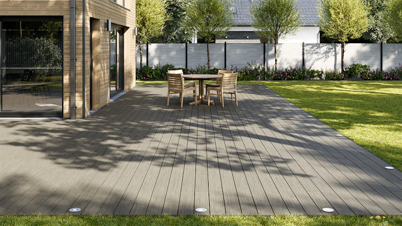 planeo AntikWood WPC-Terrasse Komplett-Set Massivdiele 3.6m (36.51m²) - Steingrau antik gealtert