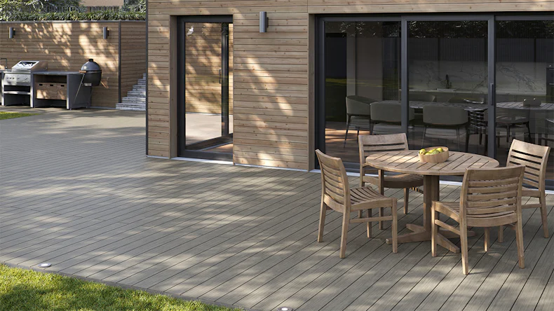 planeo AntikWood WPC-Terrasse Komplett-Set Massivdiele 4.8m (26.81m²) - Steingrau antik gealtert