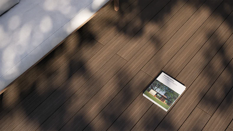 planeo AntikWood Lame de terrasse WPC massif - brun 4.2m vieilli à l'ancienne