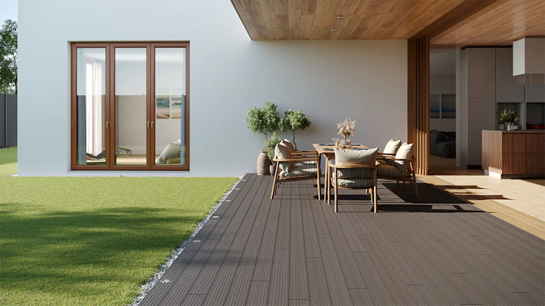 planeo LightWood WPC tavola cava - Grigio chiaro 4.8m scanalato/scanalato